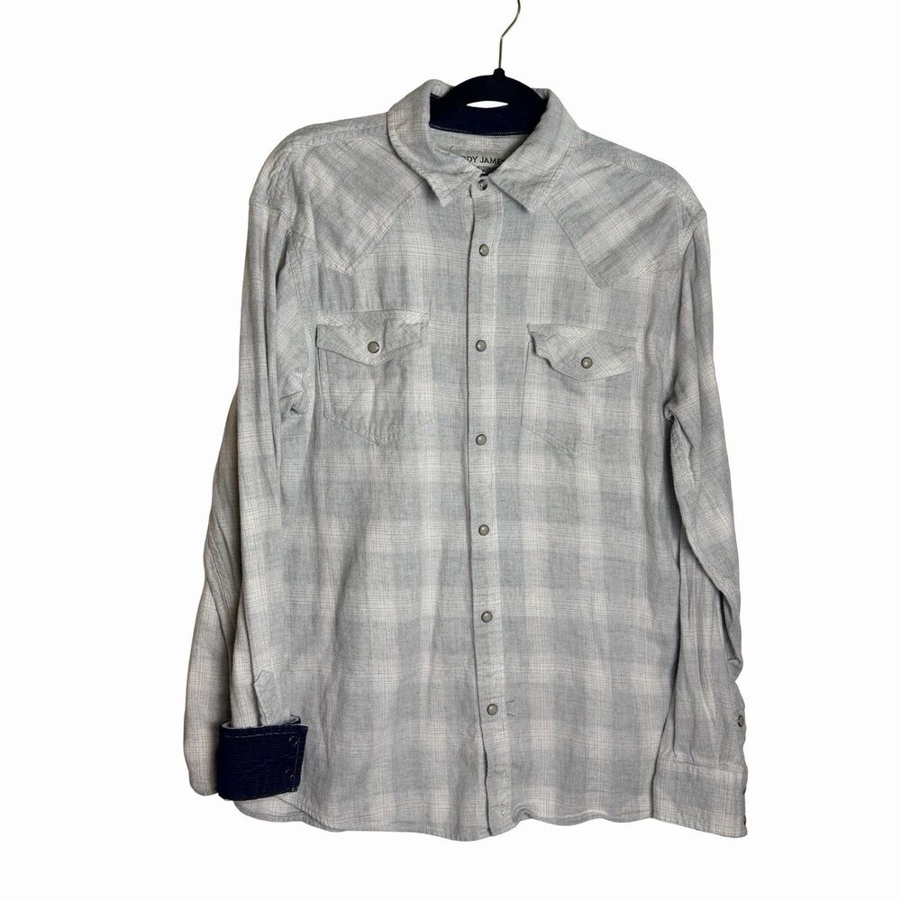 Cody James Shirt Mens Med Flannel Long Sleeve Western Snap Corduroy Cuff Cotton
